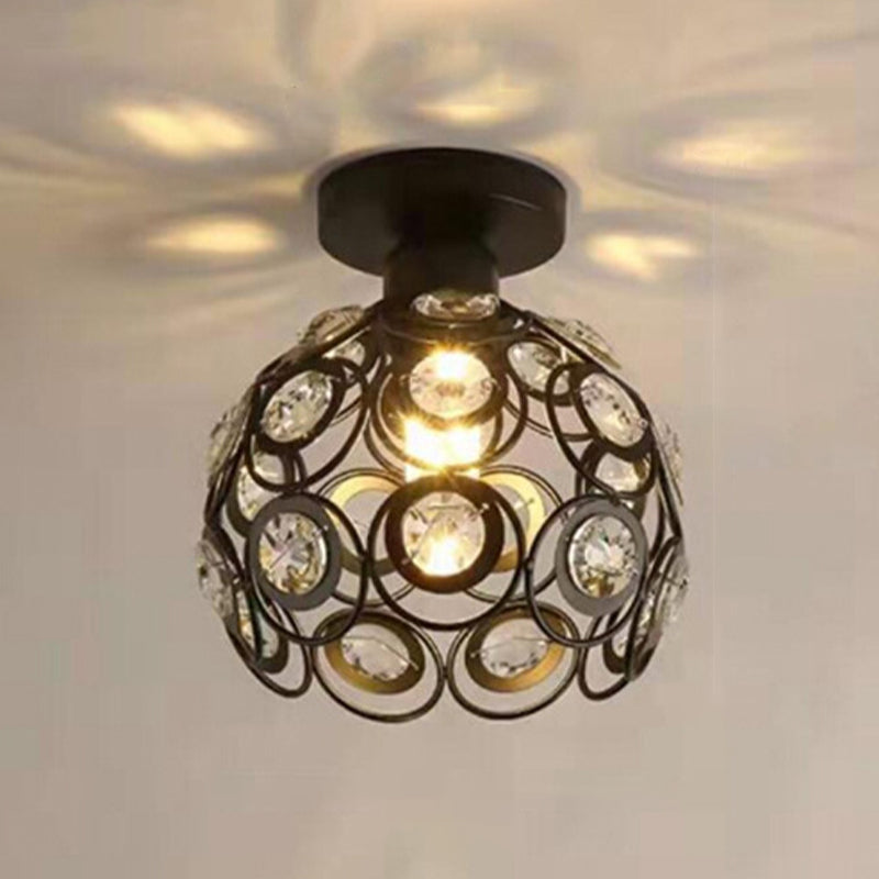 Nordic Crystal Shade Ceiling Lamp Geometric Flush Mount Light Fixture for Bedroom