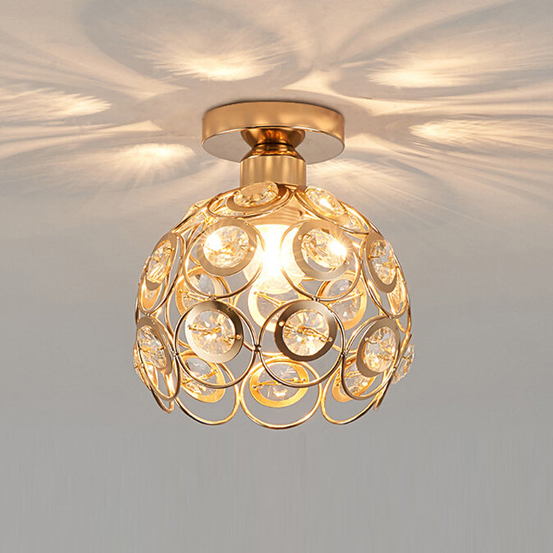 Nordic Crystal Shade Ceiling Lamp Geometric Flush Mount Light Fixture for Bedroom