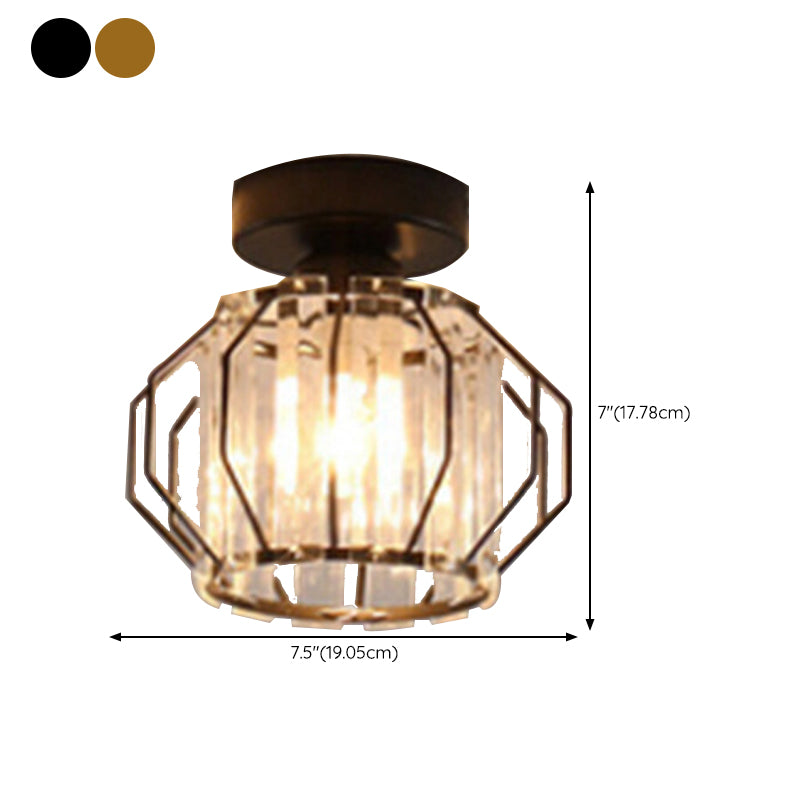 Nordic Crystal Shade Ceiling Lamp Geometric Flush Mount Light Fixture for Bedroom