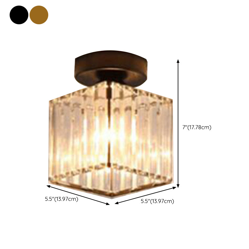 Nordic Crystal Shade Ceiling Lamp Geometric Flush Mount Light Fixture for Bedroom