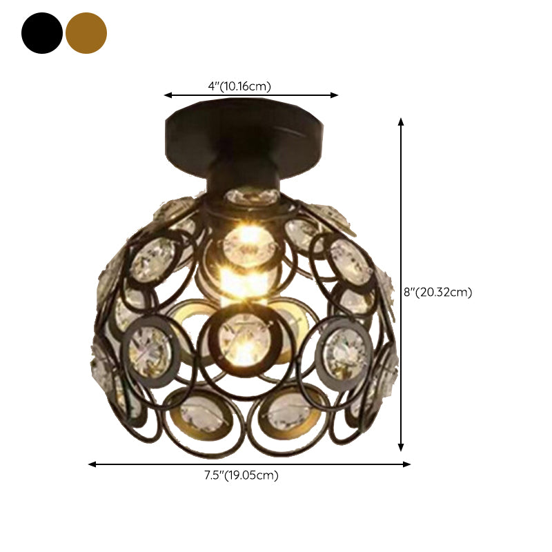Nordic Crystal Shade Ceiling Lamp Geometric Flush Mount Light Fixture for Bedroom