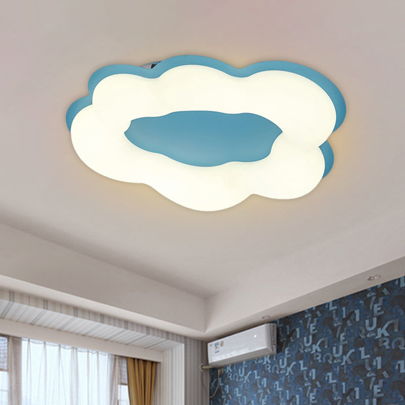 LED Bedroom Flushmount Light Nordic Style Pink/Blue Finish Ceiling Fixture with Cloud Acrylic Shade