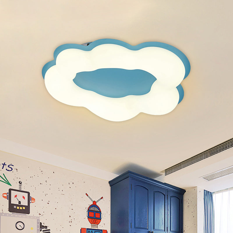 LED Bedroom Flushmount Light Nordic Style Pink/Blue Finish Ceiling Fixture with Cloud Acrylic Shade