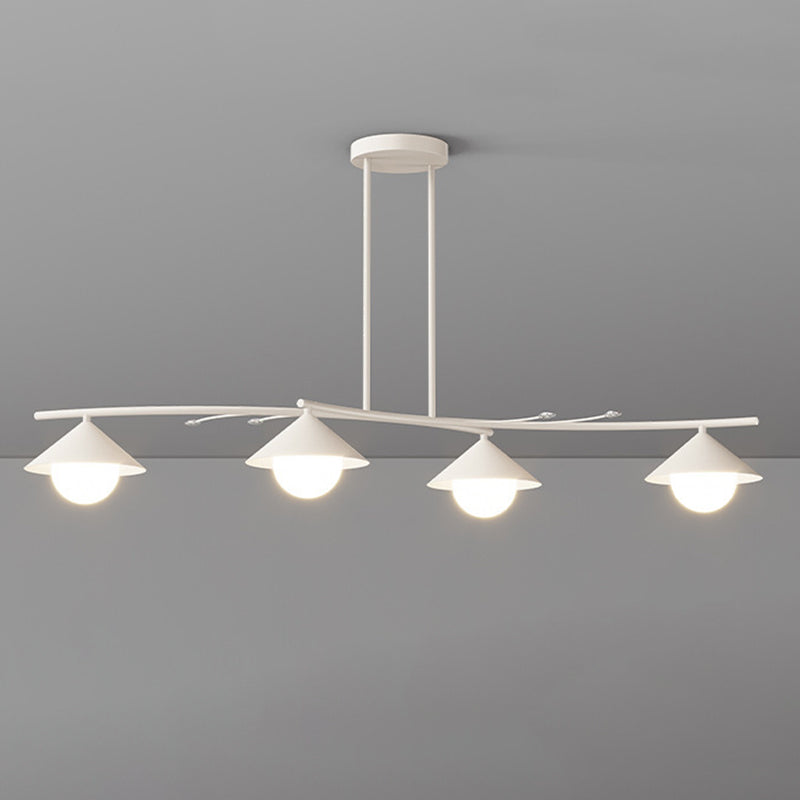 Modernism White 4-Light Kitchen Island Lighting Shaded Island Pendant Lighting