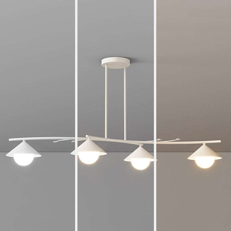 Modernism White 4-Light Kitchen Island Lighting Shaded Island Pendant Lighting