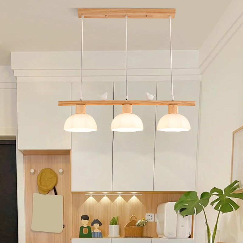Modernism 3-Light Kitchen Island Lighting Beige Island Pendant Lighting