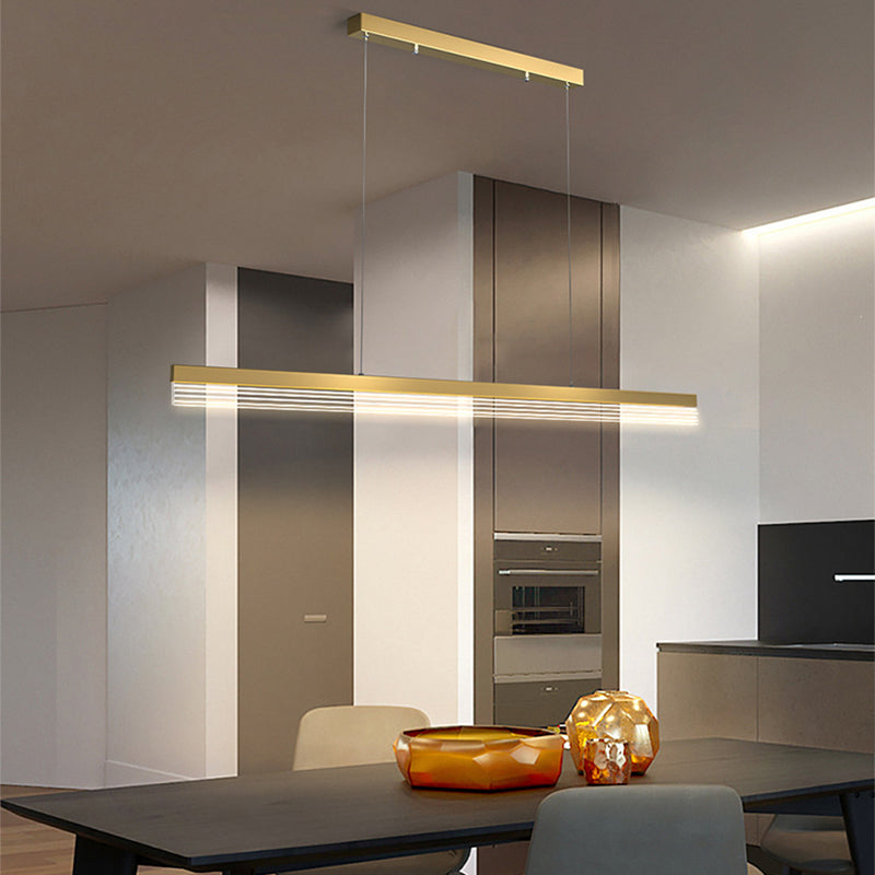 Linear Hanging Lamp Modern Mental 1 Light Hanging Light for Dining Room