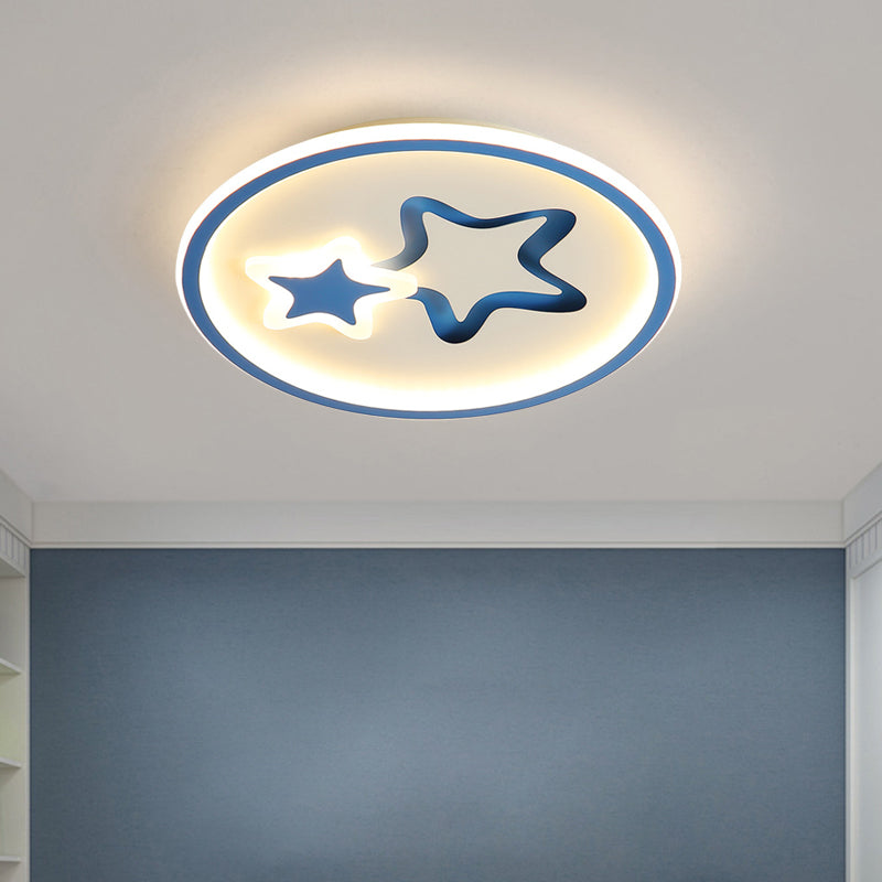 Weiß/Blau Stern Flush Halterung minimalistisch LED Acryl Decke montiert Licht für Wohnzimmer