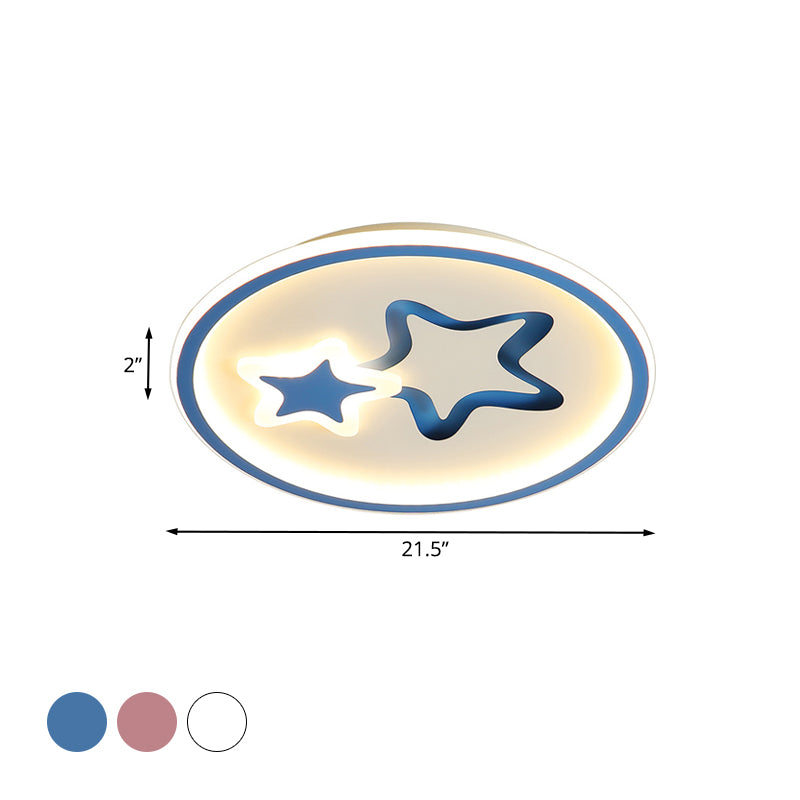 White/Blue Star Flush Mount Fixture Minimalist LED Acrylic Ceiling Mounted Light for Living Room