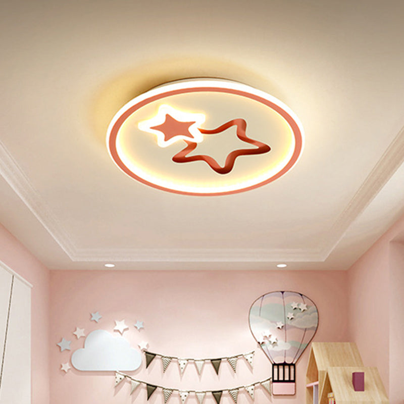 White/Blue Star Flush Mount Fixture Minimalist LED Acrylic Ceiling Mounted Light for Living Room