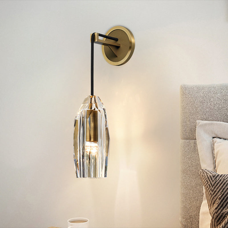 Geometric Shape Crystal Wall Sconces Modern 1 Light Wall Mount Light Fixture in Brass