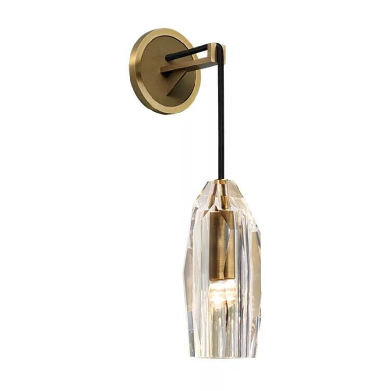 Geometric Shape Crystal Wall Sconces Modern 1 Light Wall Mount Light Fixture in Brass