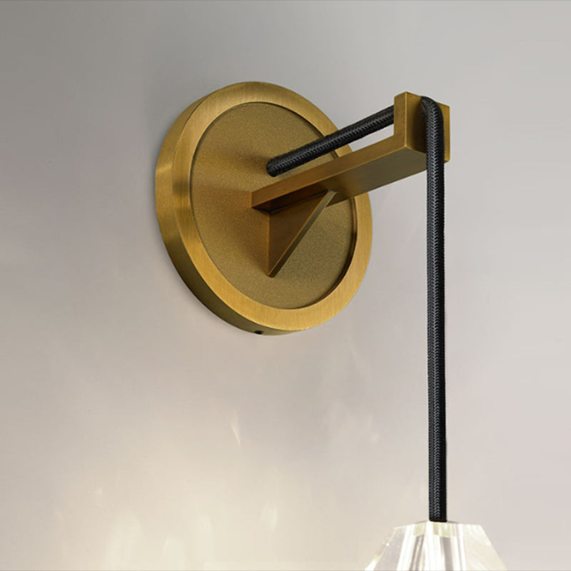 Geometric Shape Crystal Wall Sconces Modern 1 Light Wall Mount Light Fixture in Brass