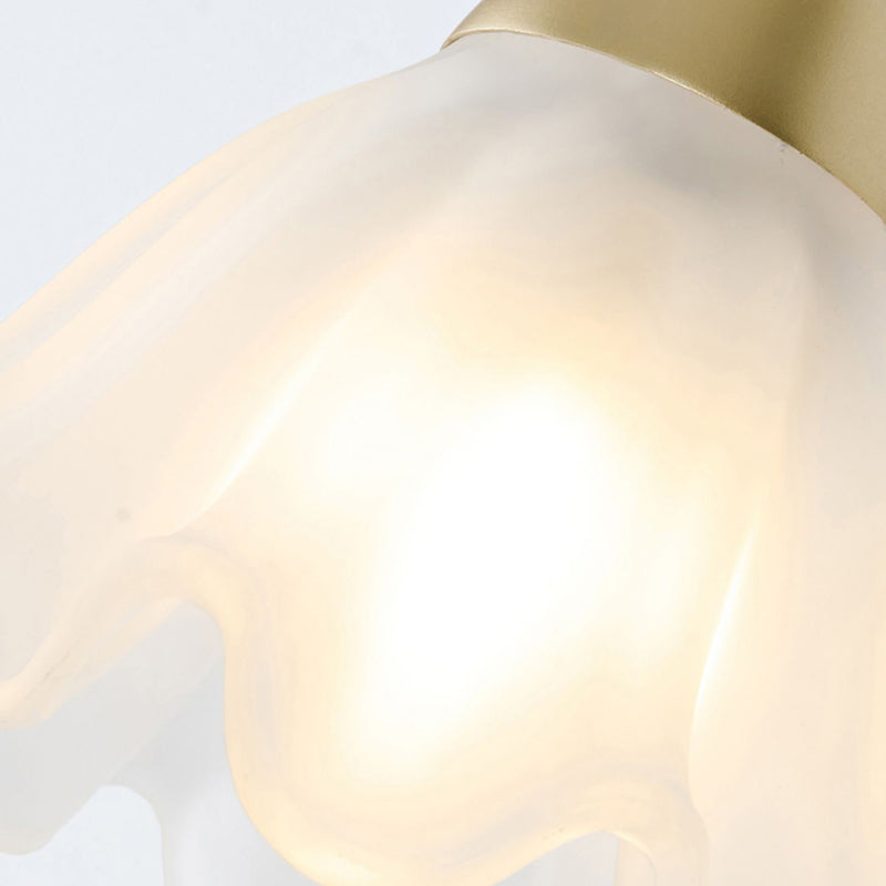 Flower Shape Glass Wall Sconces Modern 1 Light Wall Mount Light Fixture in Gold