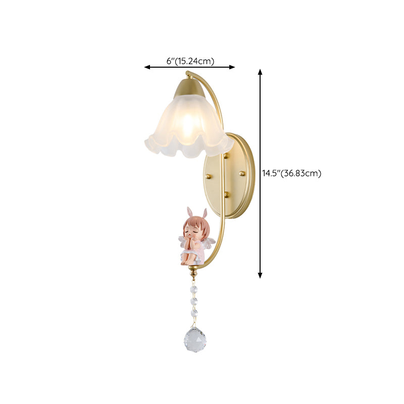 Flower Shape Glass Wall Sconces Modern 1 Light Wall Mount Light Fixture in Gold