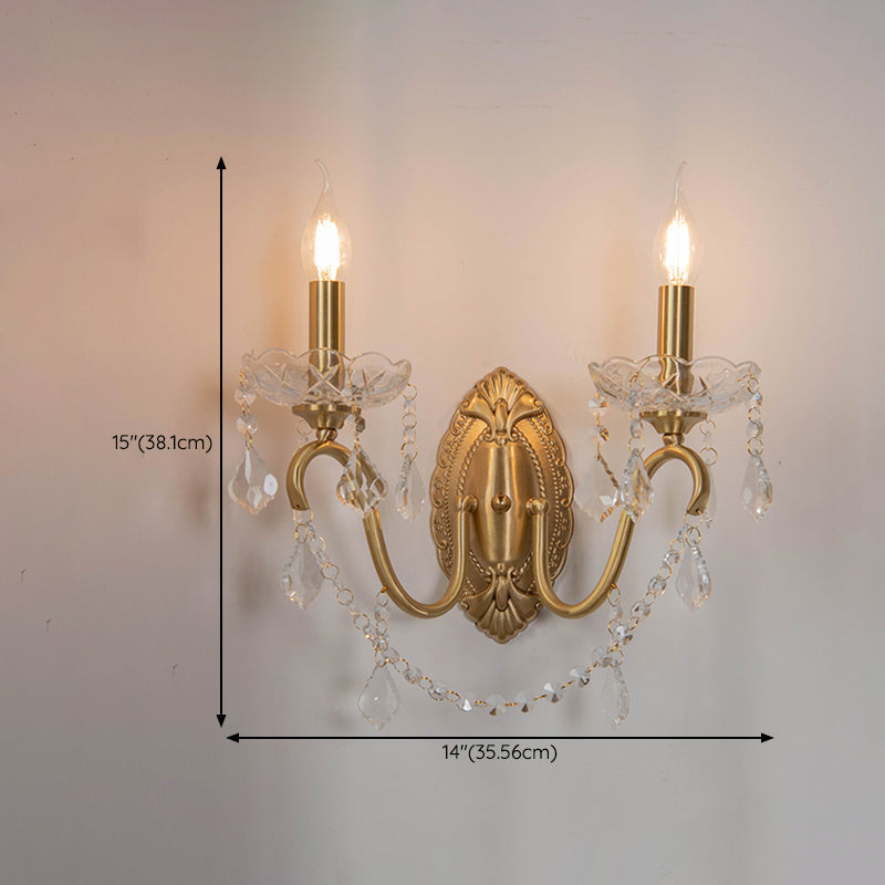Candle Shape Crystal Wall Sconces Modern 1/2 Light Wall Mount Light Fixture in Gold