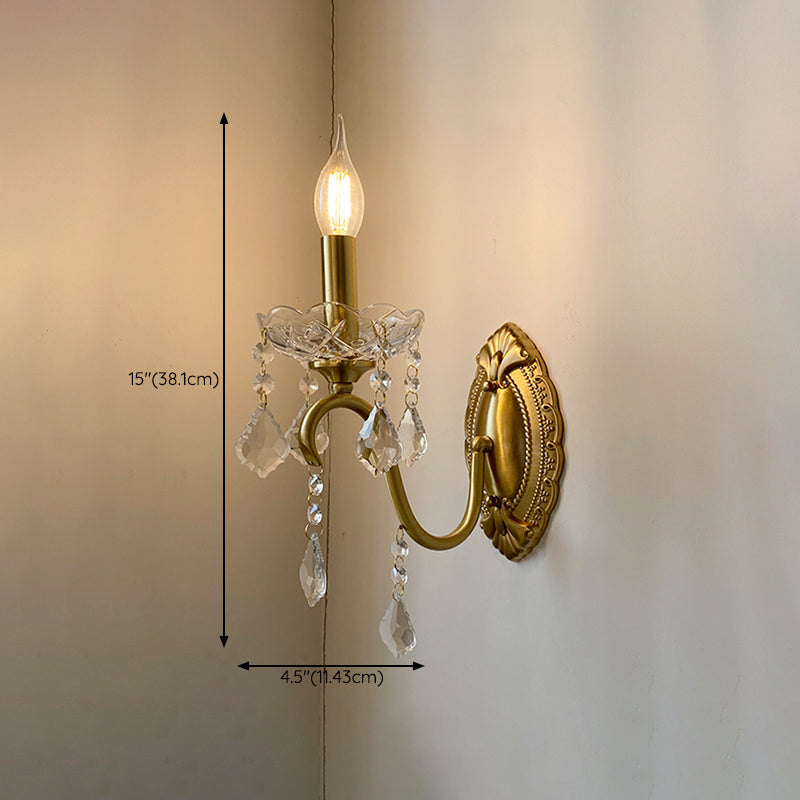Candle Shape Crystal Wall Sconces Modern 1/2 Light Wall Mount Light Fixture in Gold