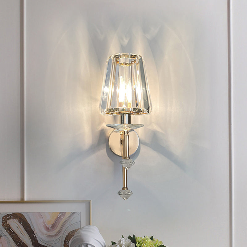 Geometric Shape Crystal Wall Sconces Modern 1 Light Wall Mount Light Fixture in Gold