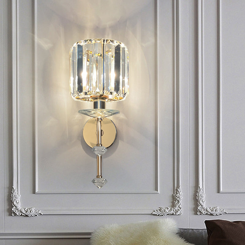 Geometric Shape Crystal Wall Sconces Modern 1 Light Wall Mount Light Fixture in Gold
