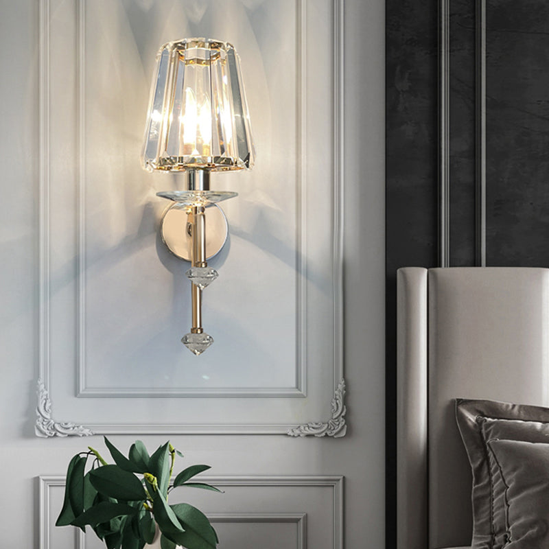 Geometric Shape Crystal Wall Sconces Modern 1 Light Wall Mount Light Fixture in Gold