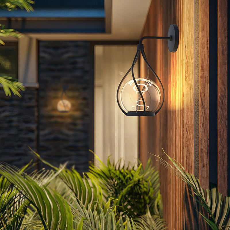 Contemporary Wall Sconce Glass Shade Wall Light Fixture for Courtyard