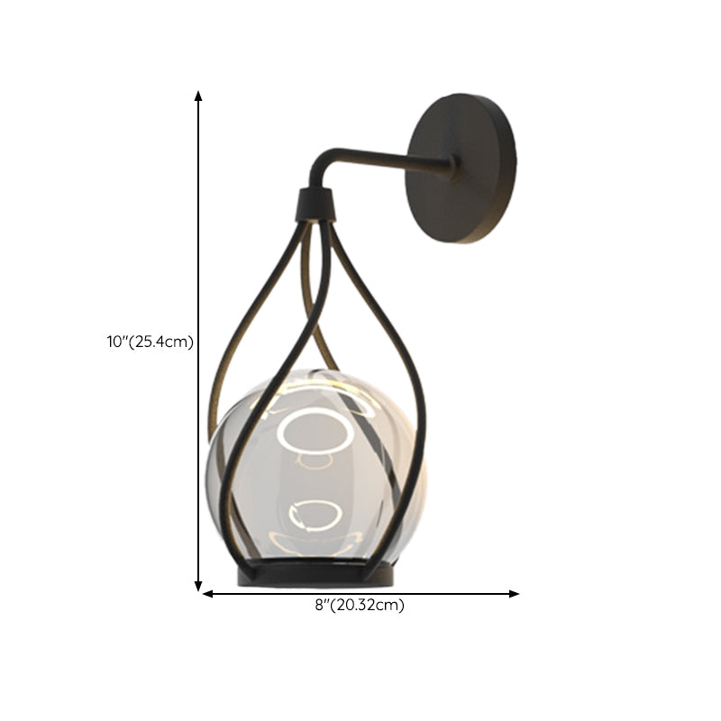 Contemporary Wall Sconce Glass Shade Wall Light Fixture for Courtyard