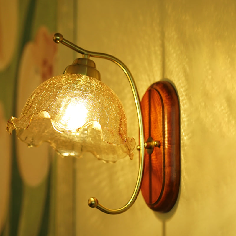 Modern Glass Wall Mounted Lamp Wooden Wall Lights for Bedroom