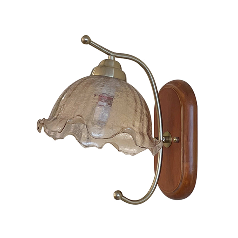 Modern Glass Wall Mounted Lamp Wooden Wall Lights for Bedroom