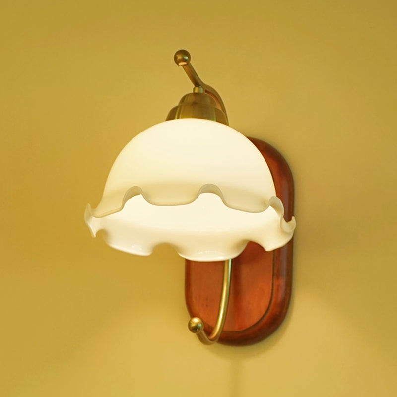 Modern Glass Wall Mounted Lamp Wooden Wall Lights for Bedroom