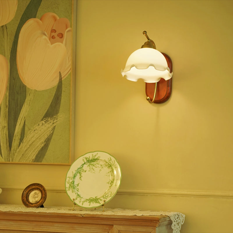 Modern Glass Wall Mounted Lamp Wooden Wall Lights for Bedroom