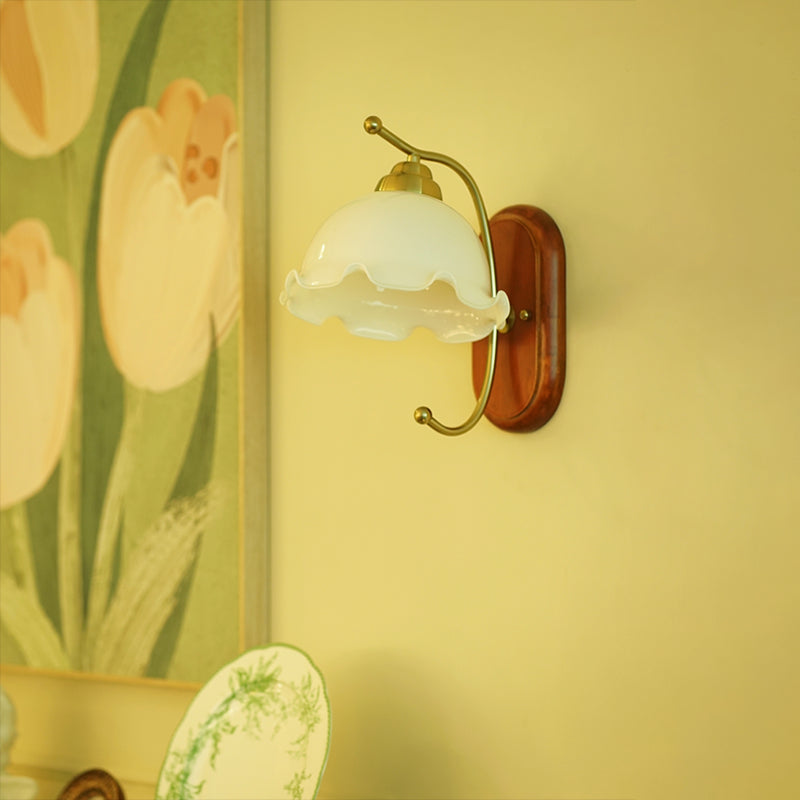 Modern Glass Wall Mounted Lamp Wooden Wall Lights for Bedroom