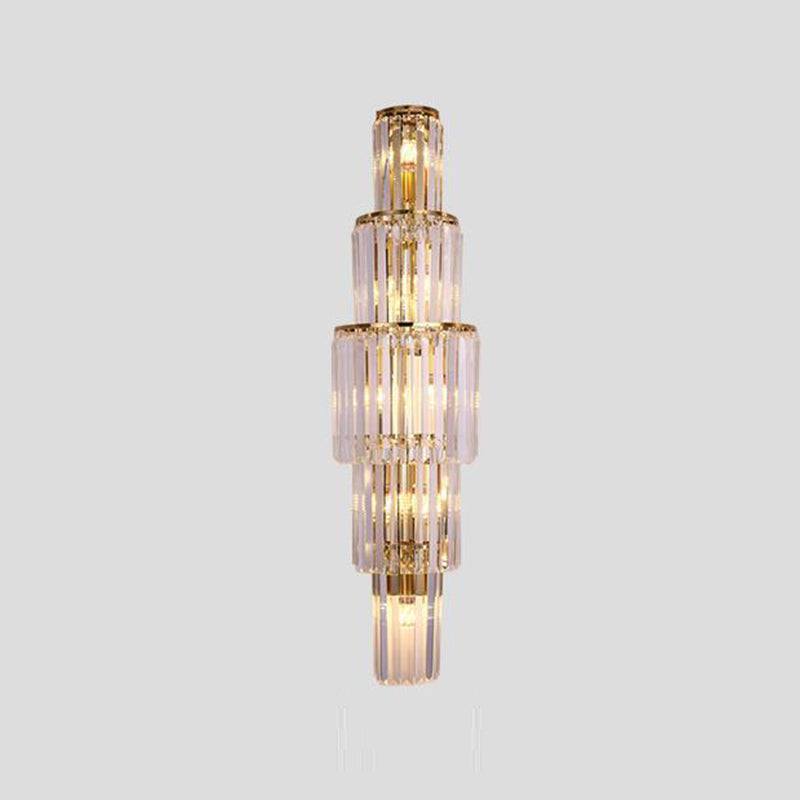 Contemporary 5/7-Light Golden Wall Mounted Sconce Crystal Shaded Wall Light