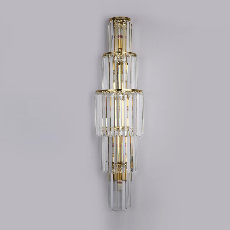 Contemporary 5/7-Light Golden Wall Mounted Sconce Crystal Shaded Wall Light