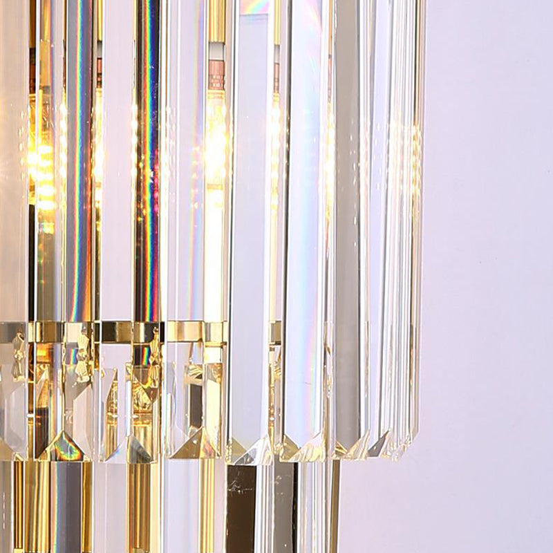 Contemporary 5/7-Light Golden Wall Mounted Sconce Crystal Shaded Wall Light