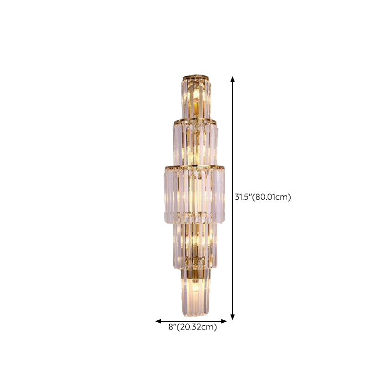 Contemporary 5/7-Light Golden Wall Mounted Sconce Crystal Shaded Wall Light