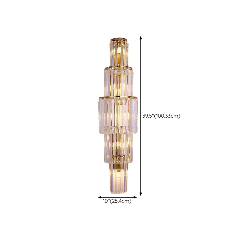 Contemporary 5/7-Light Golden Wall Mounted Sconce Crystal Shaded Wall Light