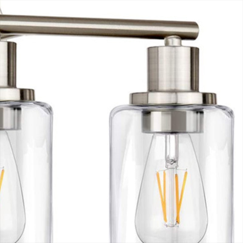 Metal and Glass Bath Sconce in Nickel & Clear Traditional Bathroom Vanity Lighting