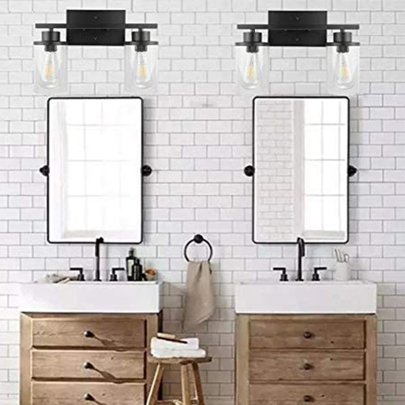 Traditional Bathroom Vanity Lighting 1 / 2 / 3 - Head Iron & Glass Bath Sconce