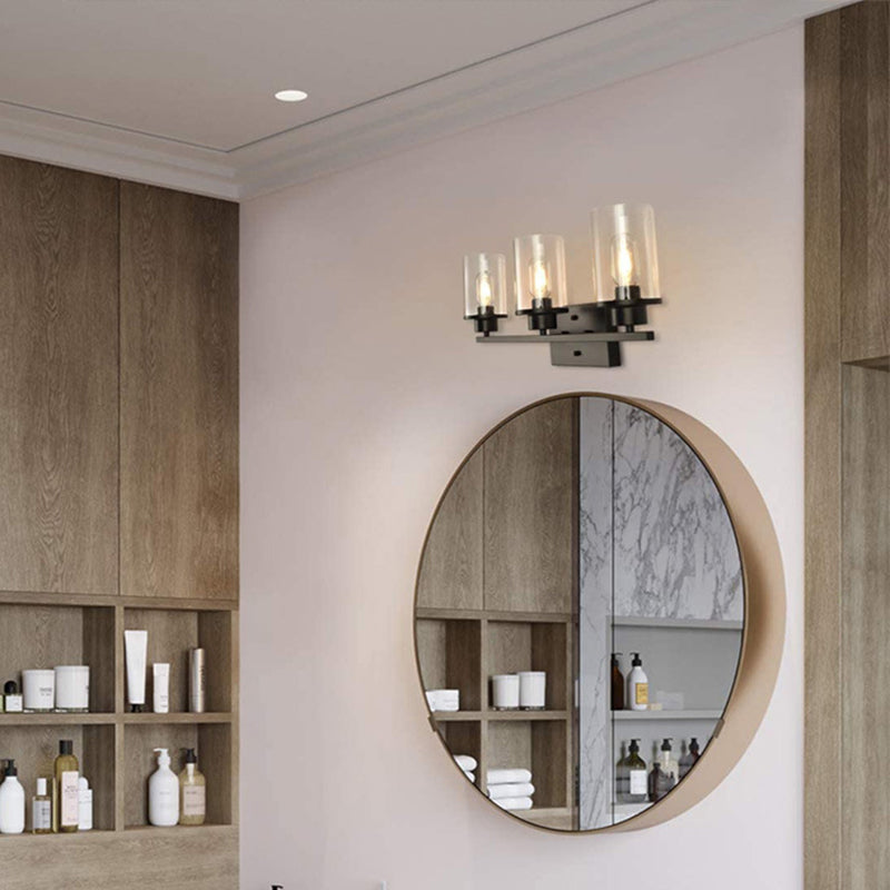 Traditional Bathroom Vanity Lighting 1 / 2 / 3 - Head Iron & Glass Bath Sconce