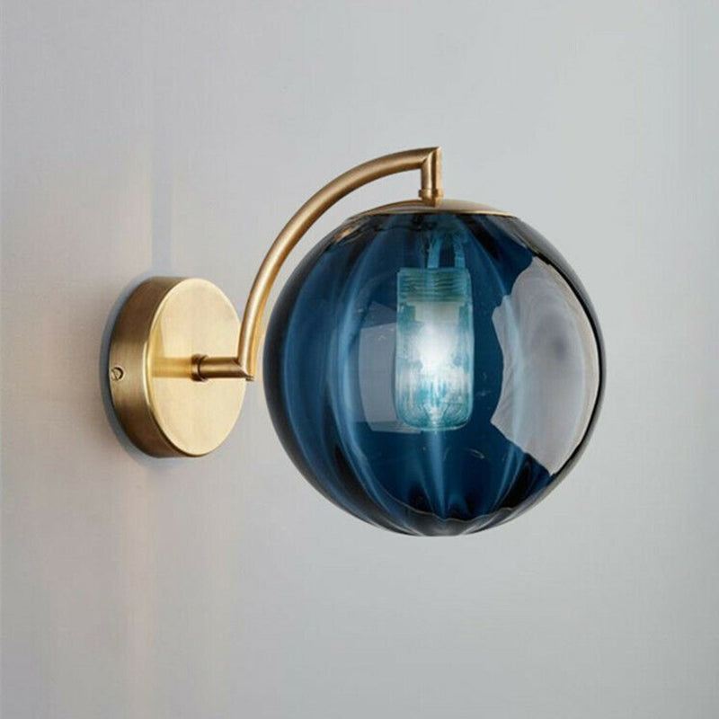 Metal Wall Sconce Ball Shape Modern Vanity Lamp with Glass Shade for Bathroom