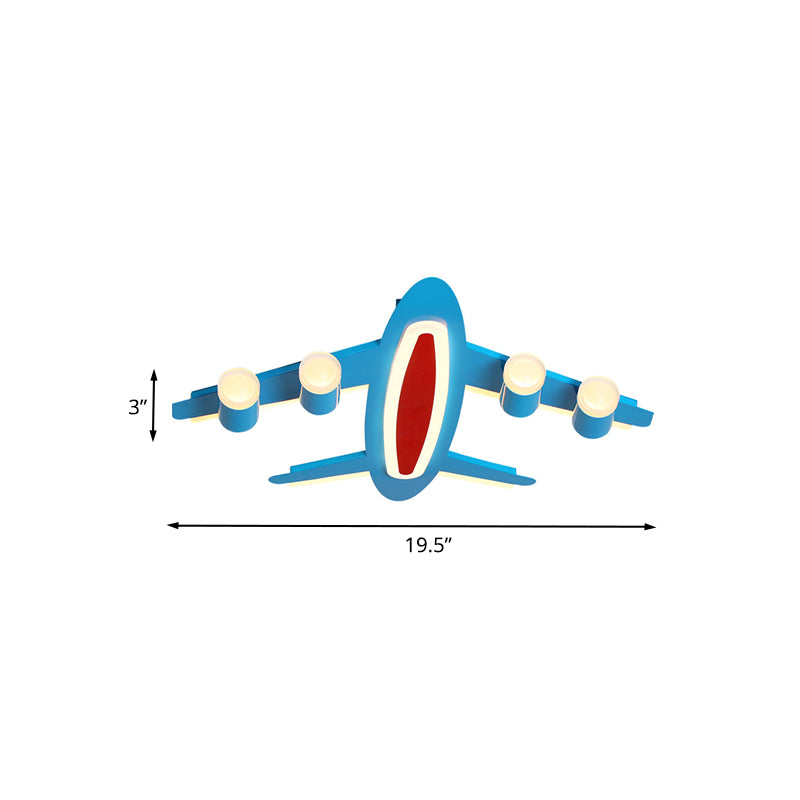 Plane Flush Mount Ceiling Light Creative Acrylic LED Blue Finish Lighting Fixture for Bedroom