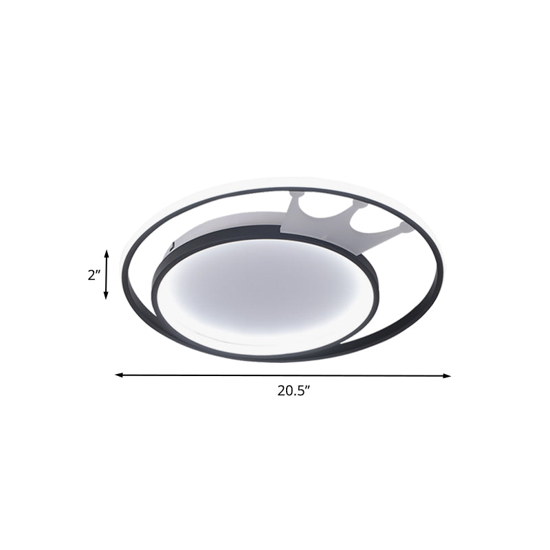 Cartoon Crown Acrylic Flush Mount Lamp LED Ceiling Mounted Light in White for Living Room, Warm/White Light