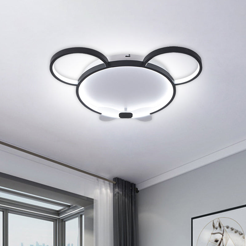 LED Bedroom Flush Mount Fixture Creative Black Flushmount with Mouse Acrylic Shade in White/Warm Light