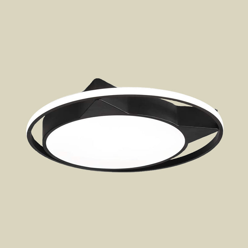 Acrylic Cat Flush Light Modern Style LED Black Close to Ceiling Lighting in White/Warm Light