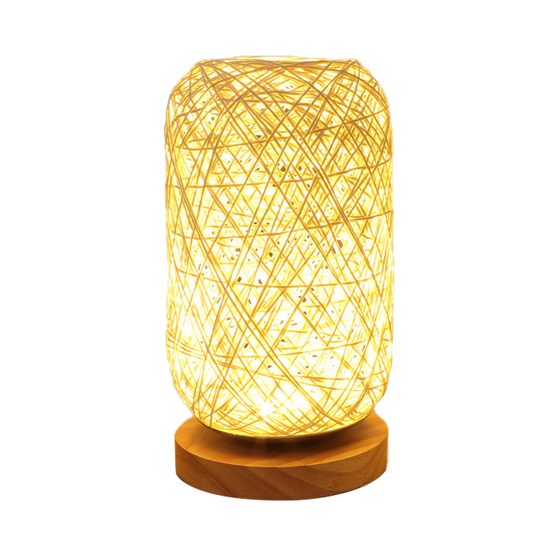 Lampada Mini Oblunga Mini Oblungata Macaron Beige/Blue/Brown USB Ricarica LED LED con piedistallo in legno per letto