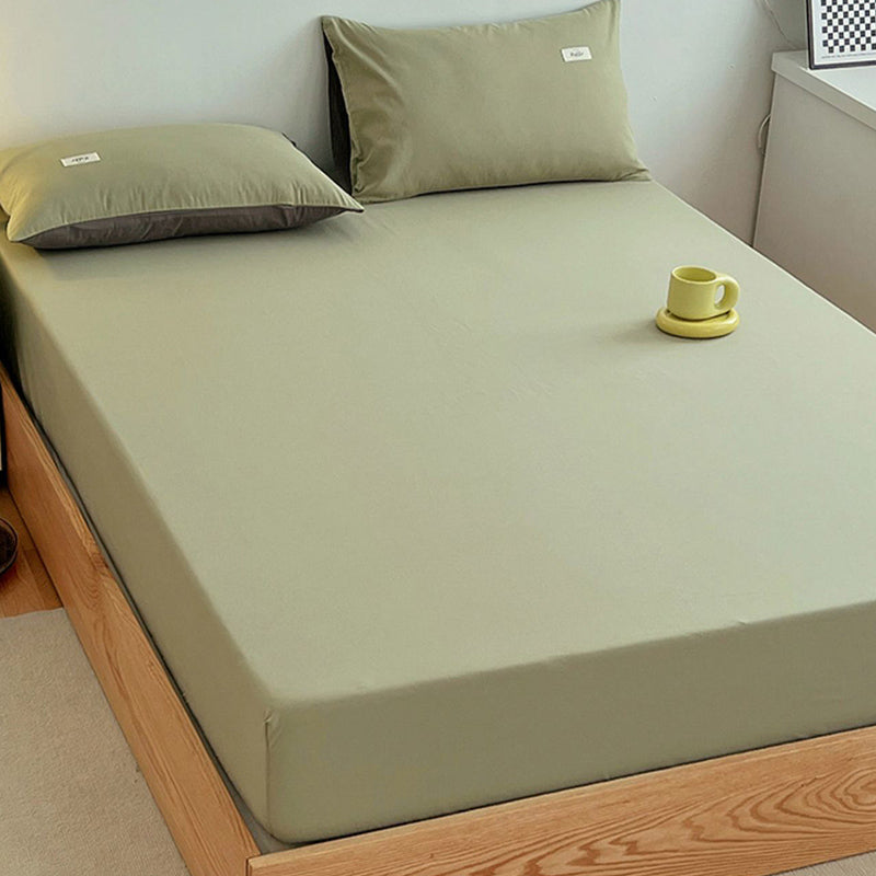 Cotton Fitted Sheet Twill Solid Color Fade Resistant Soft Breathable