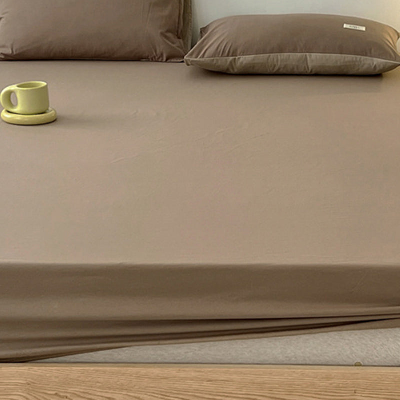 Cotton Fitted Sheet Twill Solid Color Fade Resistant Soft Breathable