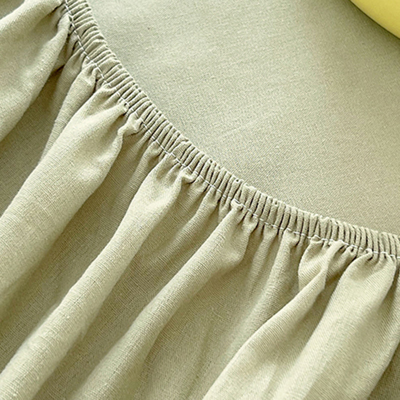 Cotton Fitted Sheet Twill Solid Color Fade Resistant Soft Breathable