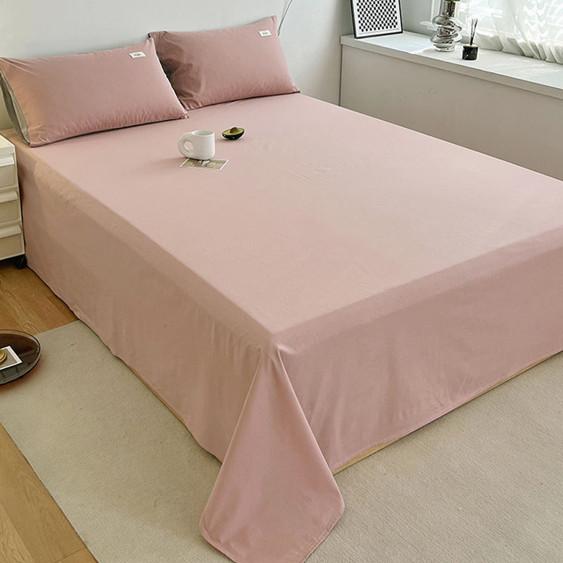 Pure Color Cotton Bed Sheet Breathable Twill Soft Fade Resistant