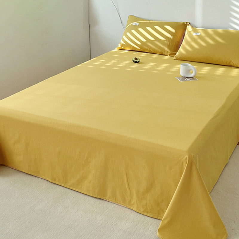 Pure Color Cotton Bed Sheet Breathable Twill Soft Fade Resistant